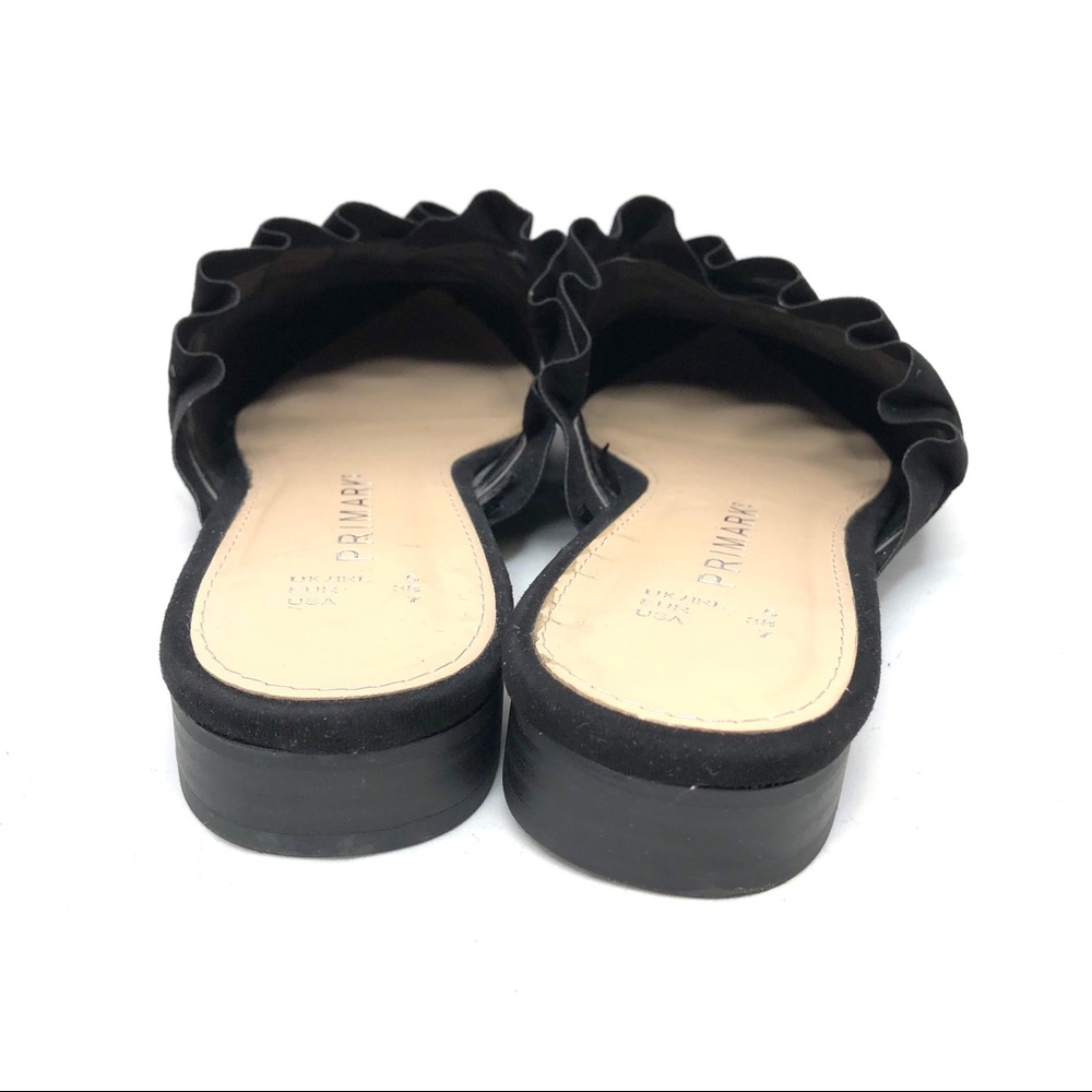 Primark black suede ruffle women’s flat size 7 - Picture 4 of 8